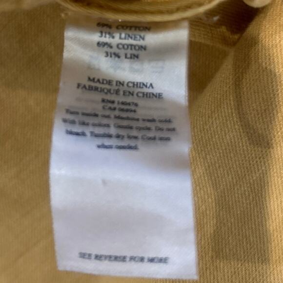 FAHERTY Linen Larkspur Field Barn Jacket Gold Yellow Cotton Blend Cargo Safari M - Picture 4 of 5